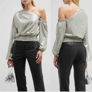 Ramy Brook Maila Metallic Asymmetric Blouse